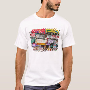 Camiseta Letreiros de néon nas ruas de Hong Kong