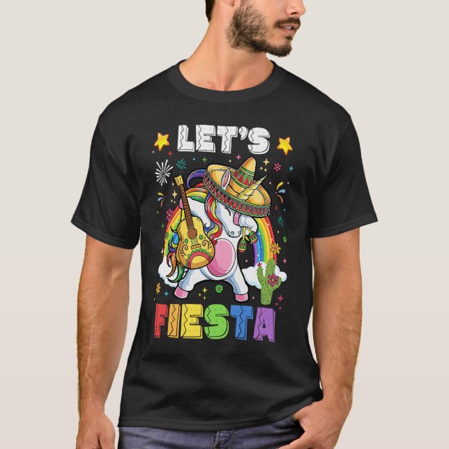 Camiseta Let's Fiesta Unicorn Dabbing Cinco De Mayo Mexican (Frente)