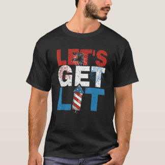 Camiseta Let's Get Lit  Fireworks 4th Of July Usa American 