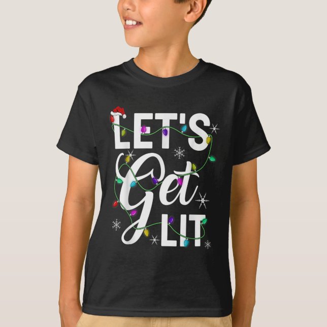 Camiseta Let's Get Lit Funny Christmas Lighting Xmas Tee Me (Frente)