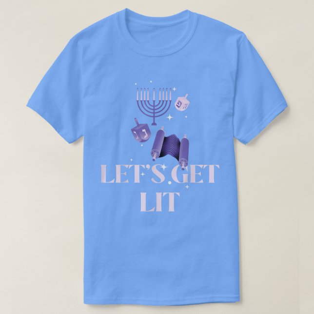 Camiseta Let's Get Lit  Hanukkah  (Frente do Design)