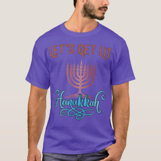 Camiseta Let's Get Lit Hanukkah Pajamakah Menorah Nine Cand