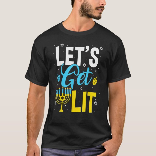 Camiseta Let's Get Lit Menorah Hanukkah Jewish (Frente)
