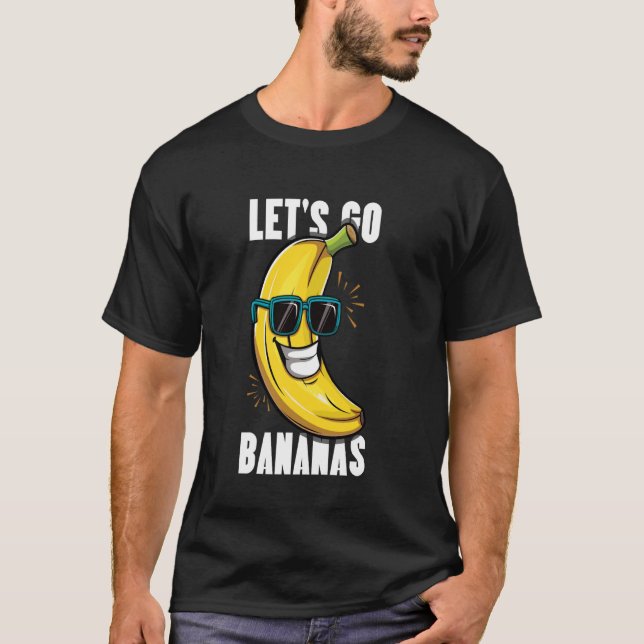 Camiseta Let's Go Bananas Kawaii Yellow Banana Happy Banana (Frente)
