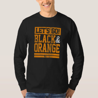 Camiseta Let's Go Black & Orange Team Colors Vintage Game D
