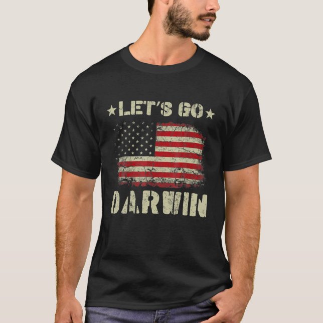 Camiseta Let's Go Darwin Conservative Anti Liberal US Flag (Frente)