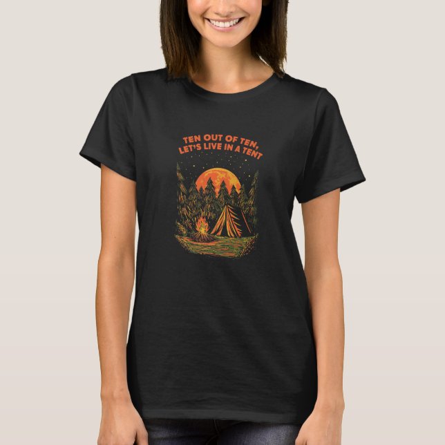 Camiseta Lets Live in a Tent Camping Wildlife Camper Outdoo (Frente)