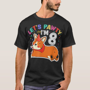 Camiseta Lets Pawty Im 88th Birthday Corgi Dog