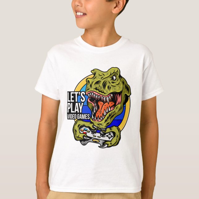 Camiseta Let's Play T-Rex Gamer   (Frente)