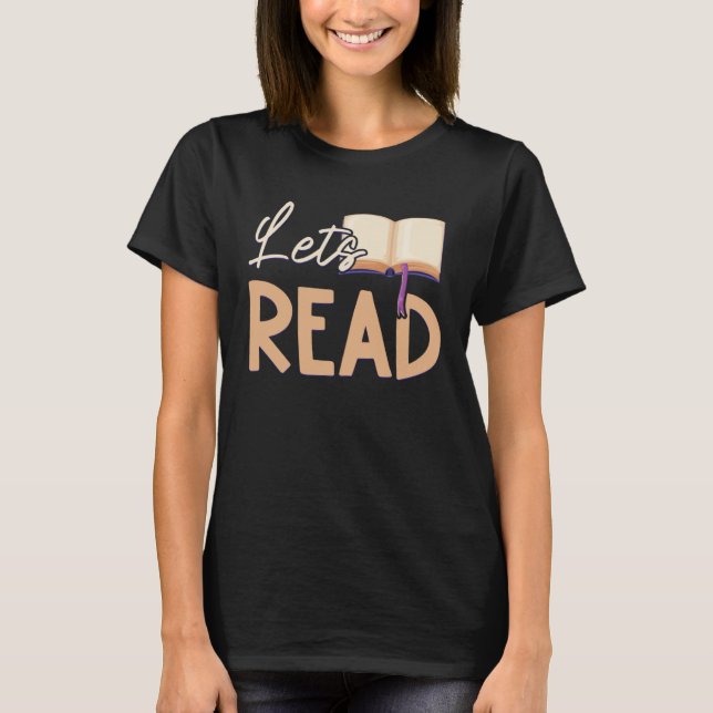 Camiseta Lets Read Teacher Reading Books And Bookworm Libra (Frente)