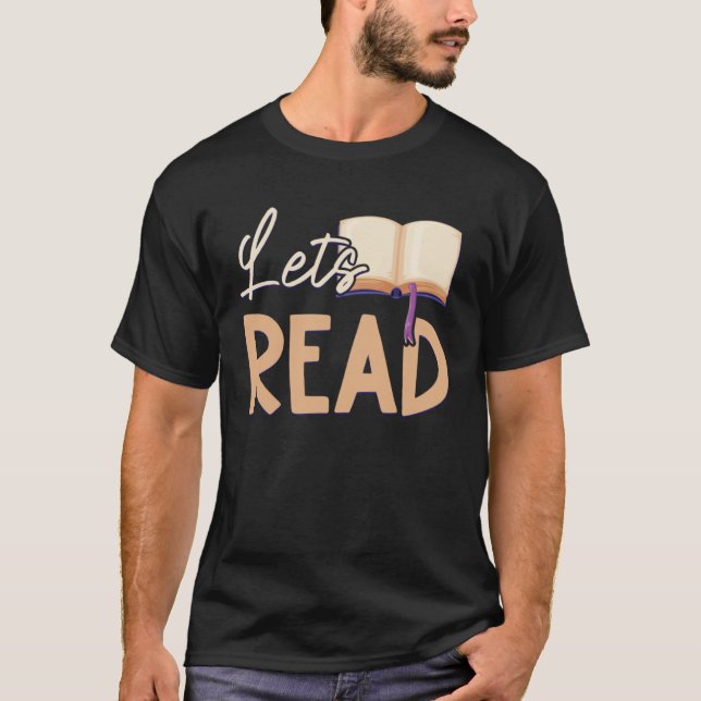 Camiseta Lets Read Teacher Reading Books And Bookworm Libra (Frente)