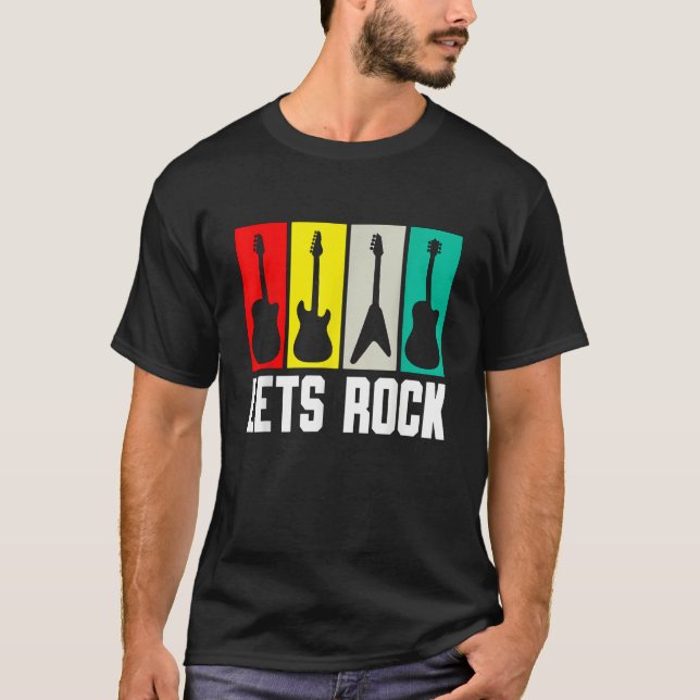 Camiseta Lets Rock Guitar Guitarist 1 (Frente)