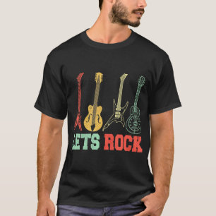 Camiseta Lets Rock N Roll Guitar Retro