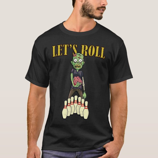 Camiseta let's roll zombie bowling league Halloween men wom (Frente)