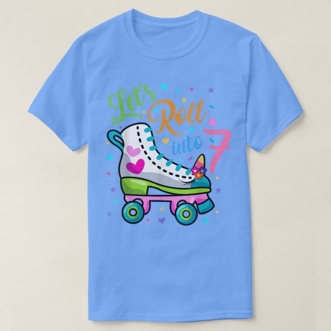 Camiseta Let's Rolling Into 7 Years Old 7th Birthday Skatin (Frente do Design)