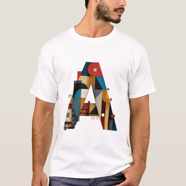 Camiseta Letter A – Color-Block Mid-Century Monogram (Frente)