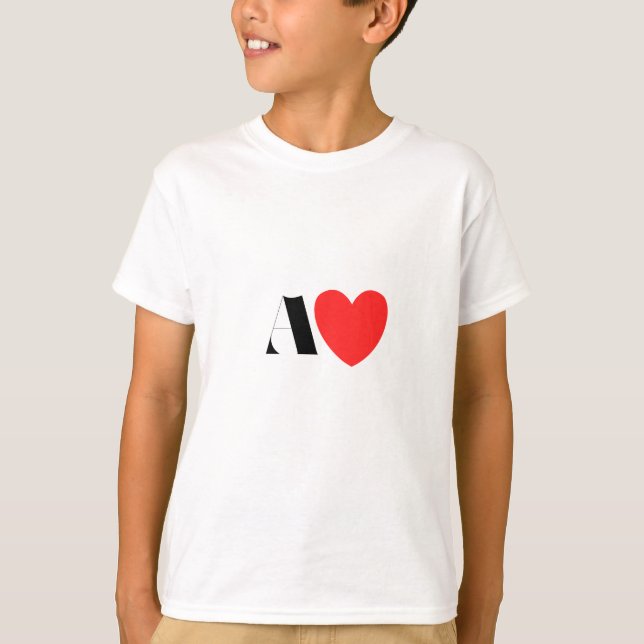Camiseta Letter A Heart - Valentine Initial Love Design (Frente)