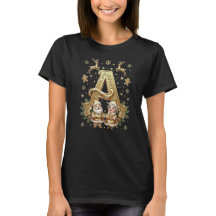 Letter A:Royal Gold Luxury Women Christmas T-Shirt