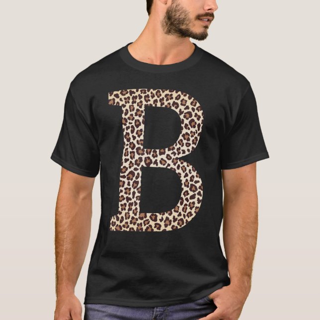 Camiseta letter B leopard skin print pattern initial name m (Frente)
