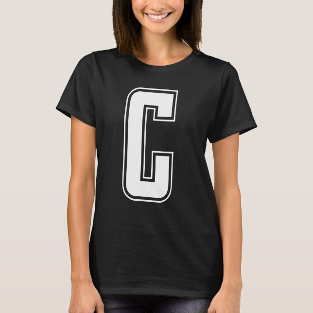 Camiseta Letter C Capital Alphabet Initial Cheerleading Mon (Frente)