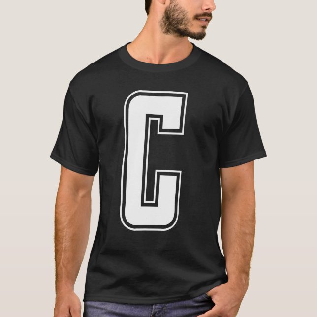Camiseta Letter C Capital Alphabet Initial Cheerleading Mon (Frente)
