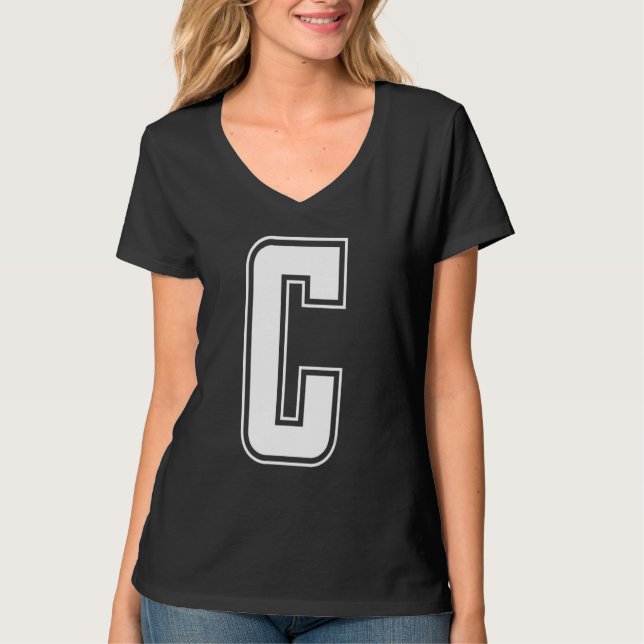 Camiseta Letter C Capital Alphabet Initial Cheerleading Mon (Frente)