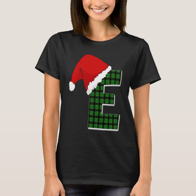 Camiseta Letter E Santa Hat Monogram (Frente)