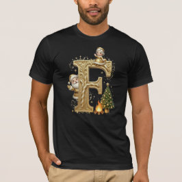 Camiseta Letter F: Royal Gold Luxury T-Shirt