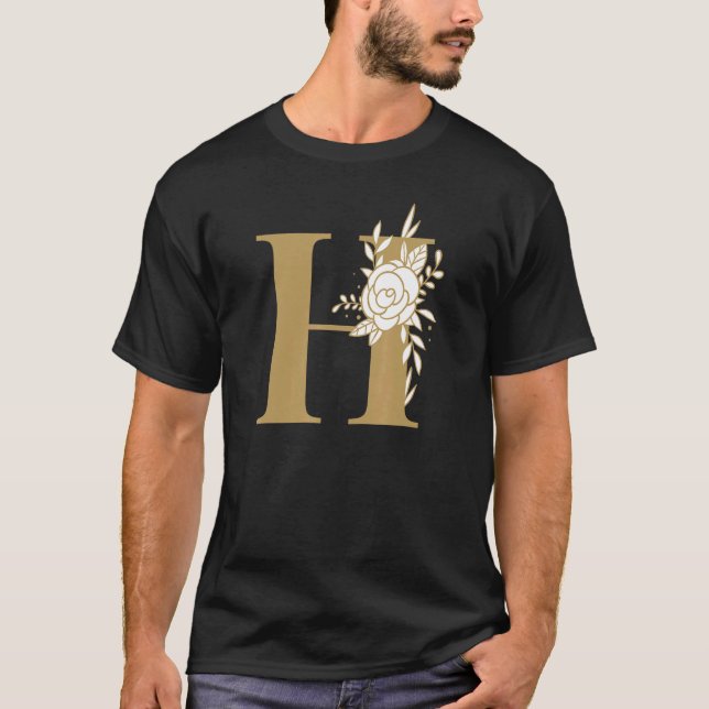 Camiseta Letter H Alphabet Letters Floral (Frente)