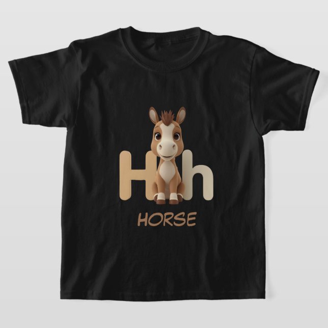 Camiseta Letter H Horse Educational Kids T-Shirt | Uppercas (Postura )
