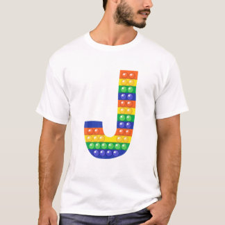 Camiseta Letter J Capital Alphabet Fidget Pop It Funny Matc