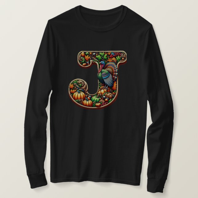 Camiseta Letter J Thanksgiving style gift  (Frente do Design)