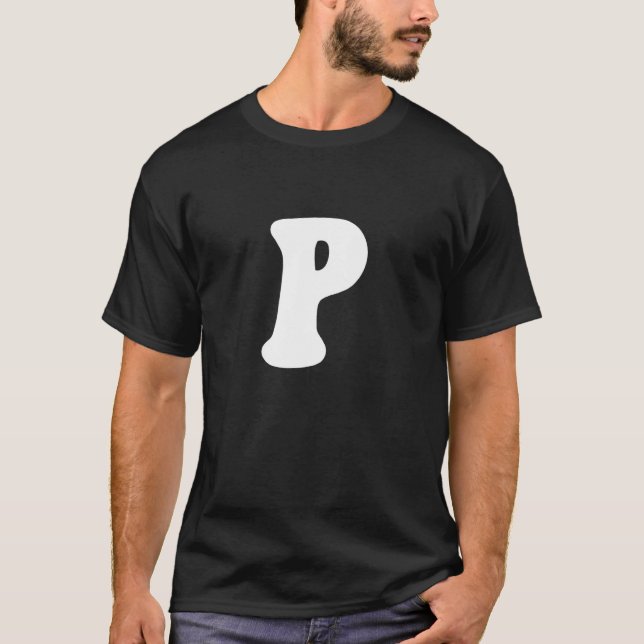Camiseta Letter P Capital Alphabet Team Groups Costume Matc (Frente)