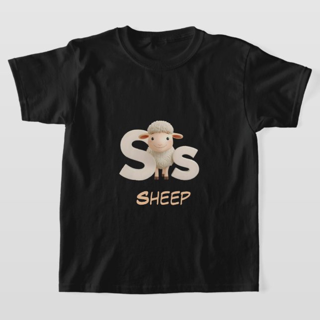 Camiseta Letter S Sheep Educational Kids T-Shirt | Uppercas (Postura )