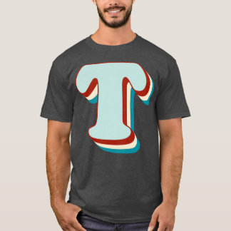 Camiseta Letter T Vintage Retro Monogram Initial Name Font 