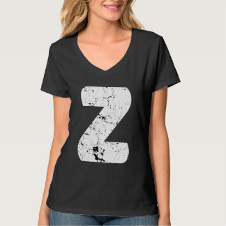 Camiseta Letter Z Big Capital Alphabet Monogram Distressed