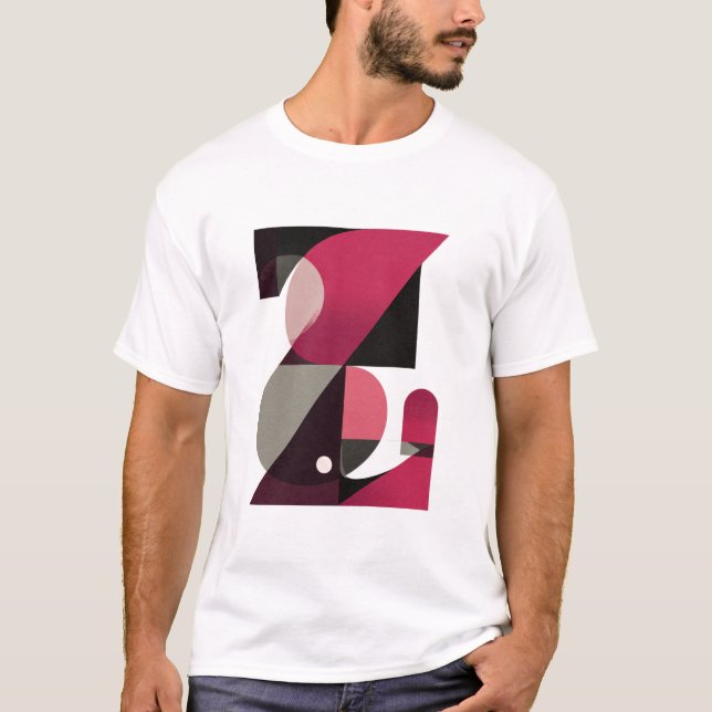 Camiseta Letter Z – Geometric Color-Block Monogram (Magenta (Frente)