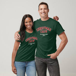 Camiseta Letterman Christmas Crew Collegiate Family Name