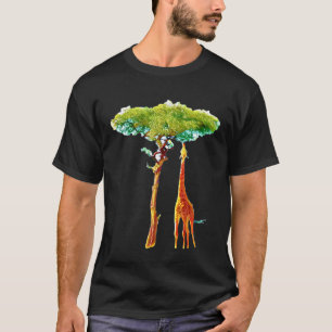 Camiseta Lettertrunk Kenya Giraffe Comendo Eucalyptus Foles
