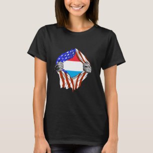 Camiseta Letzebuerg EUA América Luxemburgo Bandeira Chest L