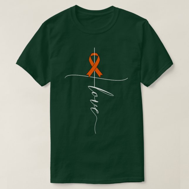 Camiseta Leucemia Cancer Consciência Amor Oferta Laranja (Frente do Design)