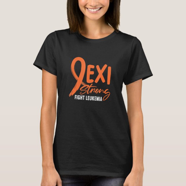 Camiseta Leucemia Combatendo Exi Forte Luta Leucemia Laranj (Frente)
