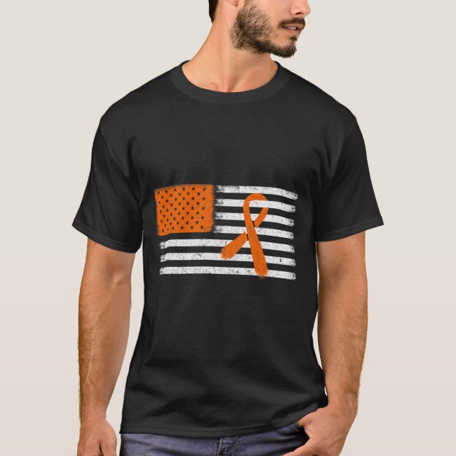 Camiseta Leucemia De Bandeira E Família De Fitas De Esclero (Frente)