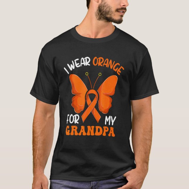 Camiseta Leucemia De Borboleta De Fita Eu Visto Laranja Par (Frente)