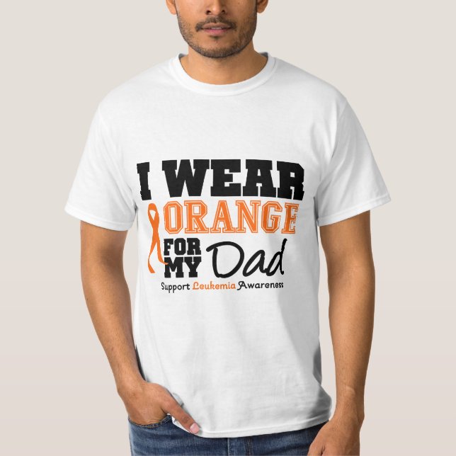Camiseta Leucemia eu visto a laranja para meu pai (Frente)
