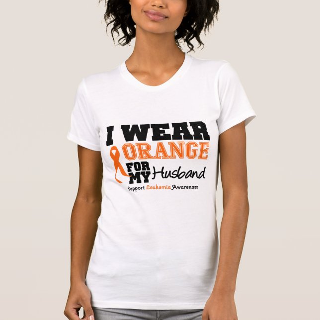 Camiseta Leucemia eu visto a laranja para o marido (Frente)