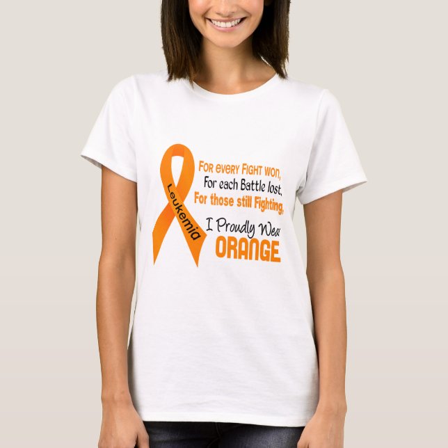 Camiseta Leucemia eu visto orgulhosa a laranja (Frente)