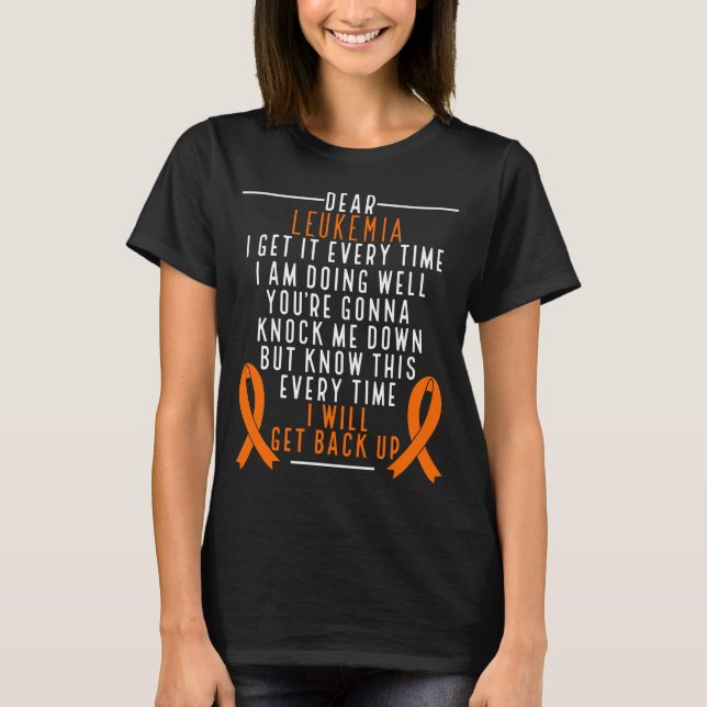 Camiseta Leucemia Sensibilização para o retorno Cancer de F (Frente)