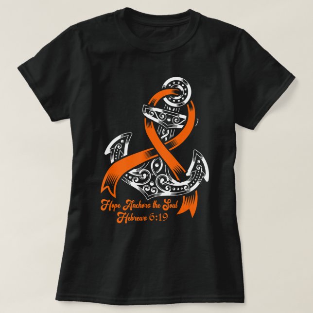 Camiseta Leukemia Awareness  Hope Anchors The Soul Hebrews  (Frente do Design)