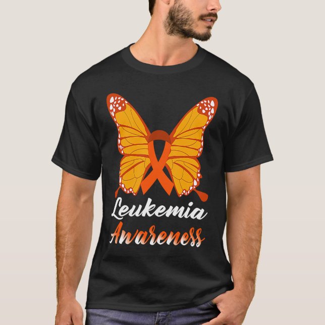 Camiseta Leukemia Butterfly Awareness Survivor Orange Ribbo (Frente)
